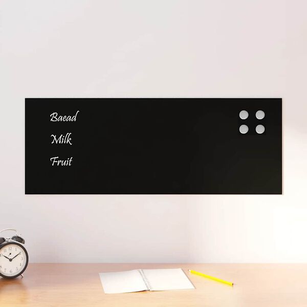 vidaXL Wall-mounted Magnetic Board Black 31.5"x11.8" Tempered Glass