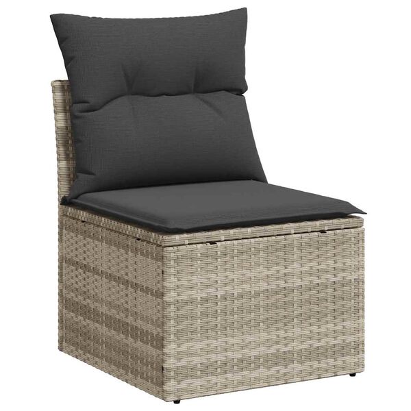 vidaXL Garden Sofa Set Light Grey, Dark Grey PE Rattan, Powder-coated steel