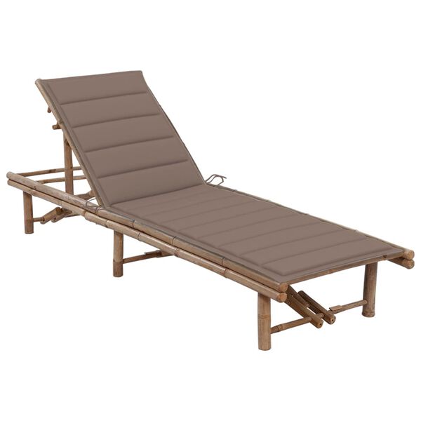vidaXL Sunlounger Bamboo 78.7 x 25.6 x 34.3 in Adjustable Armrests