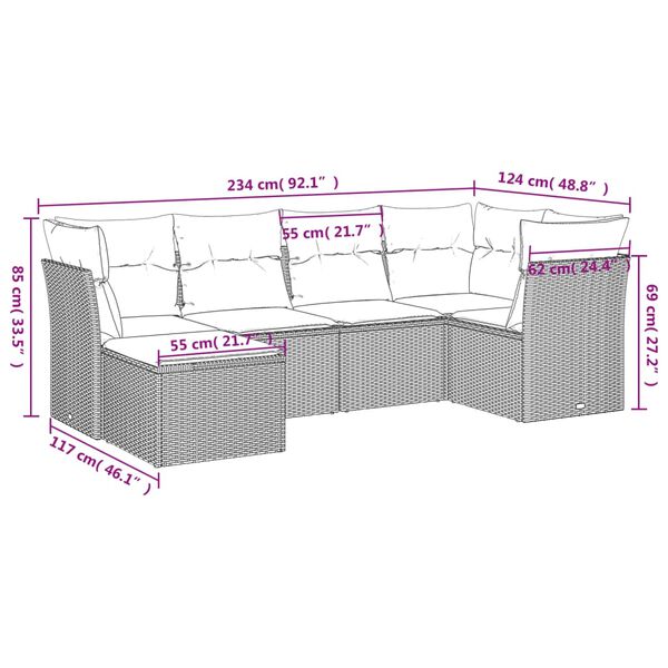vidaXL Garden Sofa Set Grey, Dark Grey