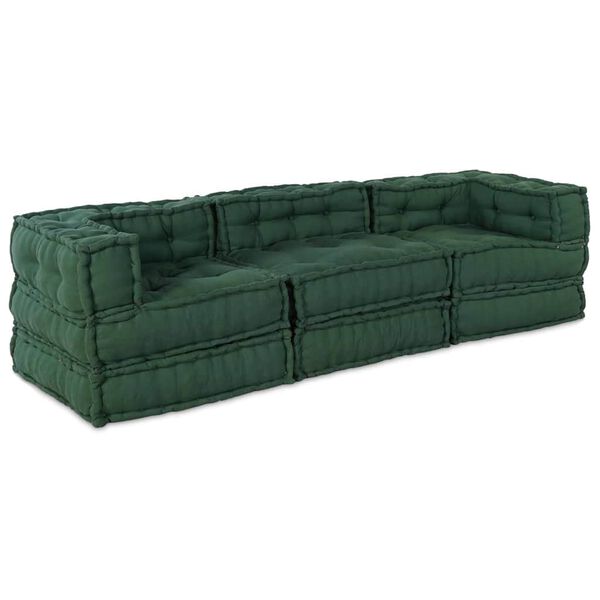 vidaXL Modular Sofa 3 pcs Green Fabric