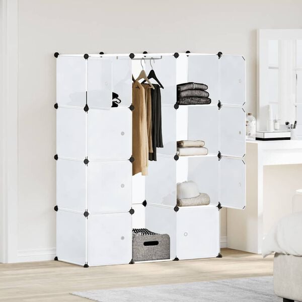 vidaXL Modular Storage White Plastic and chromed steel wire Medium