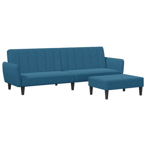 vidaXL Sofa Bed Blue Velvet 2-seater Transforms into different furniture