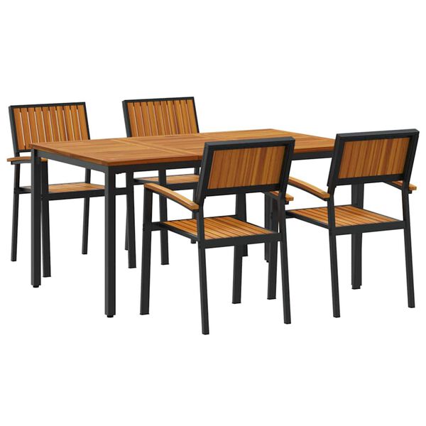 vidaXL Garden Dining Set 5 pcs Black and brown 59.1" x 35.4" x 29.5