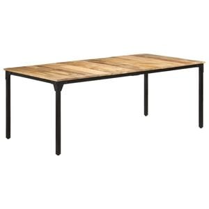 vidaXL Dining Table Natural Wood and Black Rough Mango Wood