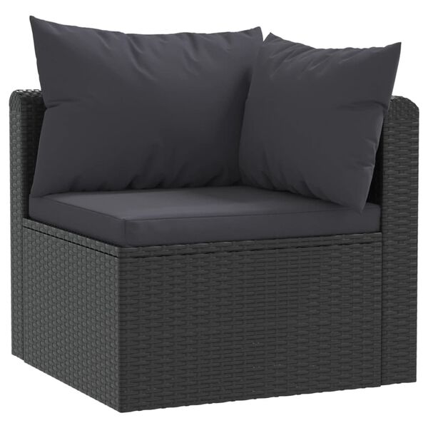 vidaXL Garden Sofa Black PE rattan 4-seater Adjustable Feet