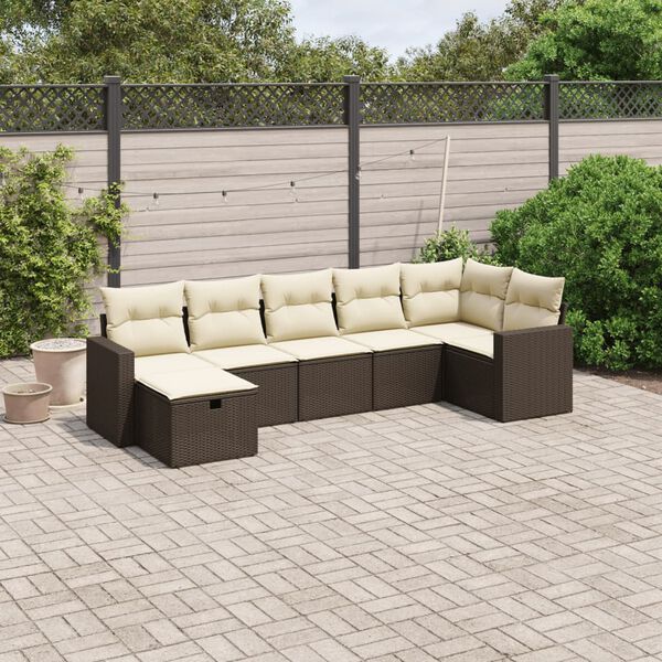 vidaXL Garden Sofa Set Brown Poly Rattan, Steel Large Modular