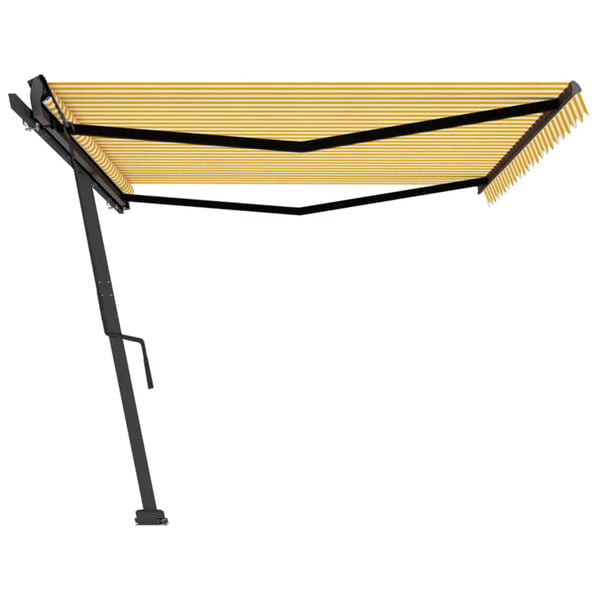 vidaXL Retractable Awning Yellow and White Powder-coated aluminum Large