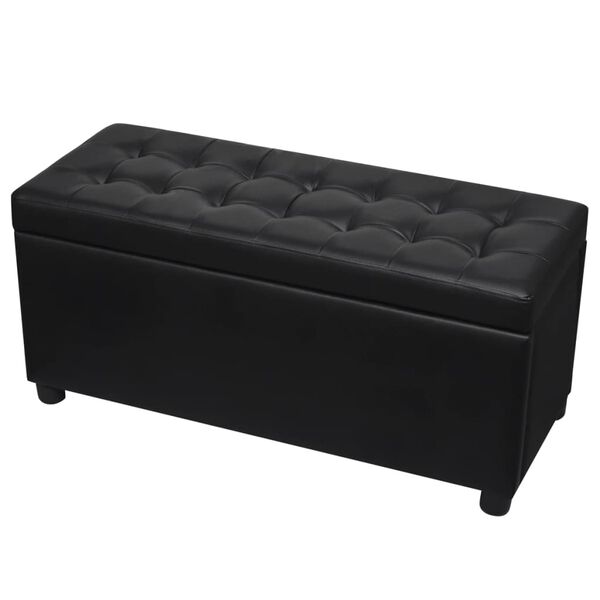 vidaXL Storage Ottoman Black Artificial Leather Medium Storage Ottoman