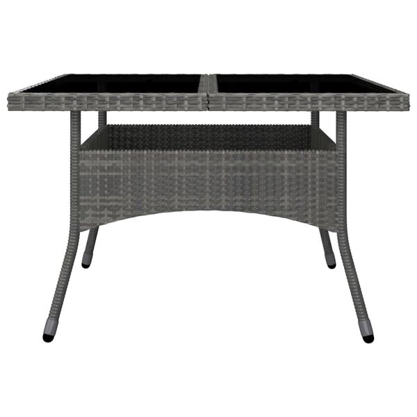 vidaXL Dining Set Grey Poly rattan, tempered glass, powder-coated steel