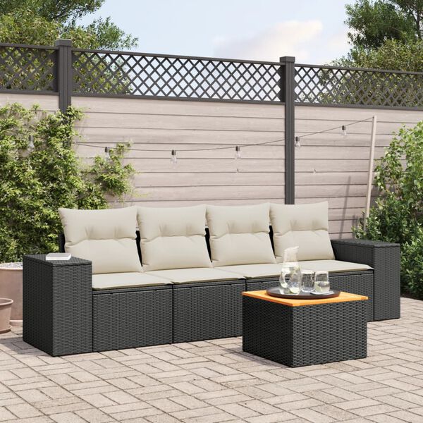 vidaXL Garden Sofa Set Black, Cream White
