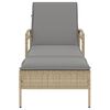 vidaXL Sun Lounger Beige PE rattan Standard Multi-Position Backrest