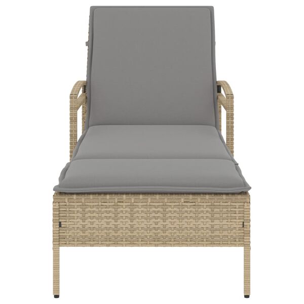 vidaXL Sun Lounger Beige PE rattan Standard Multi-Position Backrest
