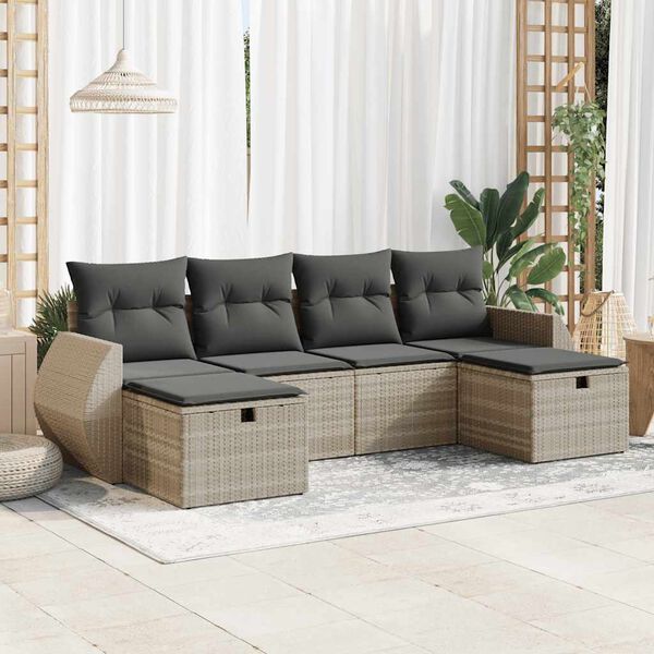 vidaXL Garden Sofa Set Light Grey PE Rattan Modular Garden Sofa Set