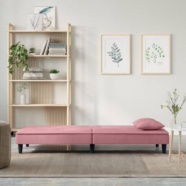 vidaXL Sofa Bed Pink Velvet (100% polyester), plywood Full-Size