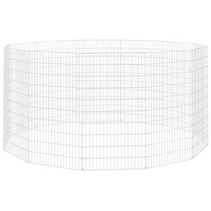 vidaXL Animal Enclosure Silver Galvanized Iron 12-Panel Durable