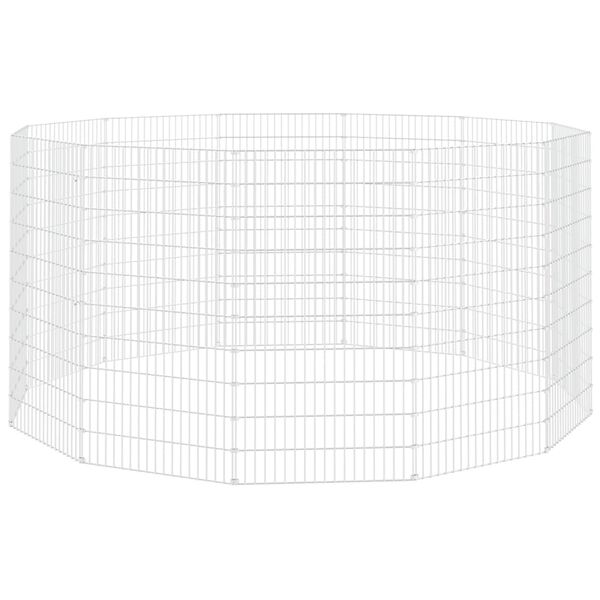 vidaXL Animal Enclosure Silver Galvanized Iron 12-Panel Durable