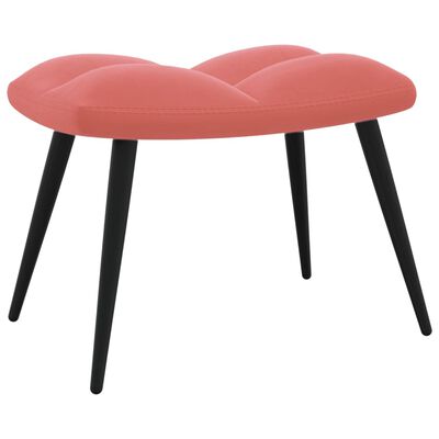 vidaXL Relaxing Chair with a Stool Pink Velvet