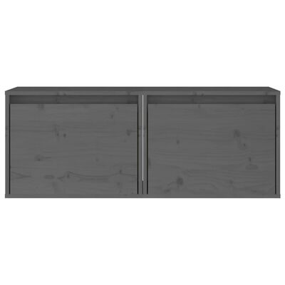 vidaXL Wall Cabinets 2 pcs Gray 17.7"x11.8"x13.8" Solid Wood Pine