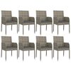 vidaXL Garden Dining Set Gray PE rattan, powder-coated steel, tempered glass