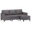 vidaXL 3-Seater Sofa With Footstool Grey Faux Leather 70.9 in Seat Width