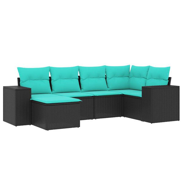 vidaXL Patio Sofa Set Black, Blue