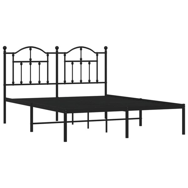 vidaXL Bed Frame Black Powder-coated steel 55.1 x 78.7 in Bed Frame