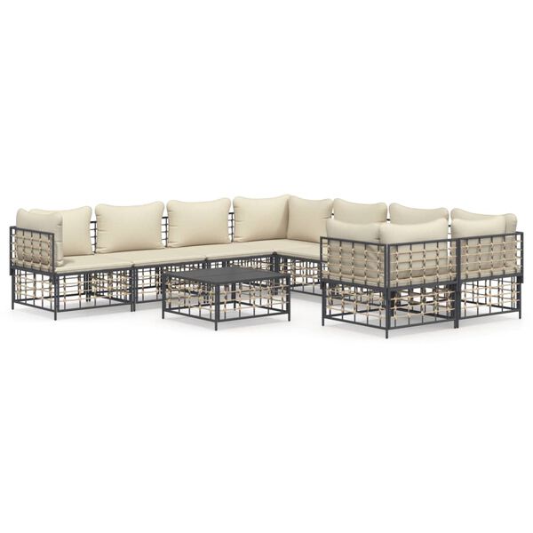 vidaXL Garden Lounge Set 9 Piece Set Anthracite
