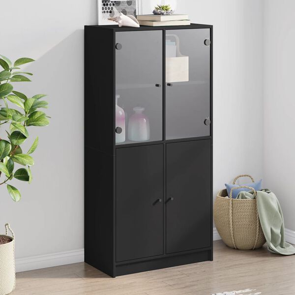 vidaXL Highboard Black Engineered wood Tall Highboard Rectangular
