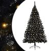vidaXL Artificial Pre-lit Christmas Tree Black 94.49 in PVC