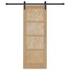 vidaXL Sliding Door Natural and Black 28.94 x 78.15 in Solid Pine Wood