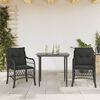 vidaXL Bistro Set Black Poly Rattan, Steel, Tempered Glass, Polyester