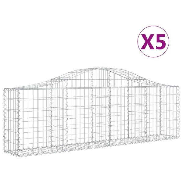 vidaXL Gabion Basket Set of 5 Silver Galvanized iron
