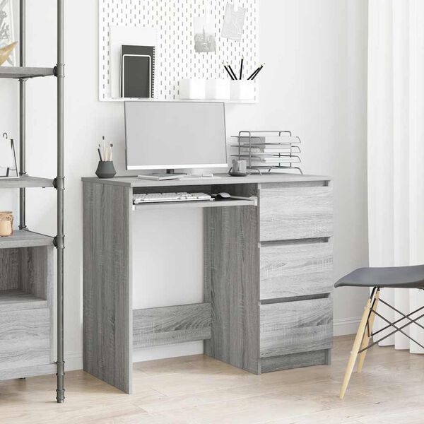vidaXL Desk Grey Sonoma Engineered Wood Standard Desk Rectangular