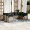 vidaXL Garden Sofa Set Grey PE Rattan Adjustable Feet Garden Sofa Set