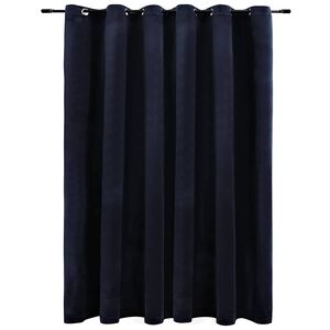 vidaXL Blackout Curtain with Metal Rings Velvet Black 114.2x96.5"