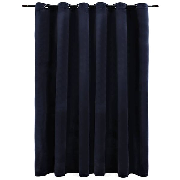 vidaXL Blackout Curtain with Metal Rings Velvet Black 114.2x96.5"