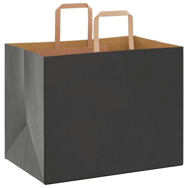 vidaXL Paper Bags 250 pcs with Handles Black 32x22x24 cm