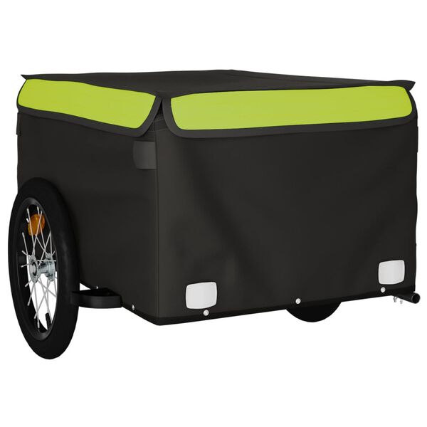 vidaXL Bike Trailer Black and Green 99.2 lb Iron