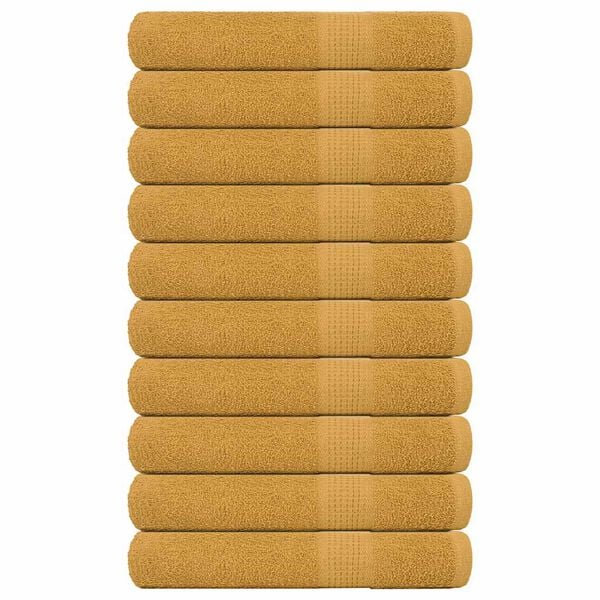 vidaXL Sauna Towel Set of 10 Gold 100% Cotton 31.5 x 78.7 in