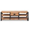 vidaXL Living Room Furniture Set Brown and Black Solid Acacia Wood and Steel