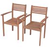 vidaXL Garden Chair Set of 2 Teak Fine sanded teak wood, polyester fabric
