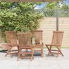vidaXL Folding Chair Set of 4 Natural Teak Solid Teak Wood Standard