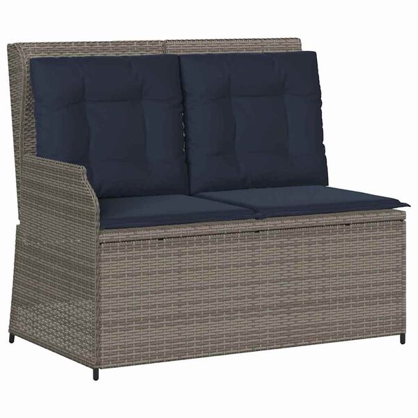 vidaXL Garden Bench with Cushion Gray Poly rattan