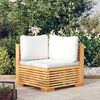 vidaXL Corner Sofa Teak and Cream Solid Teak Wood, Polyester Medium