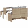 vidaXL 3 Piece Patio Dining Set with Cushions Beige Poly Rattan