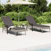 vidaXL Sun Lounger Grey PE rattan, powder-coated steel Extra Long
