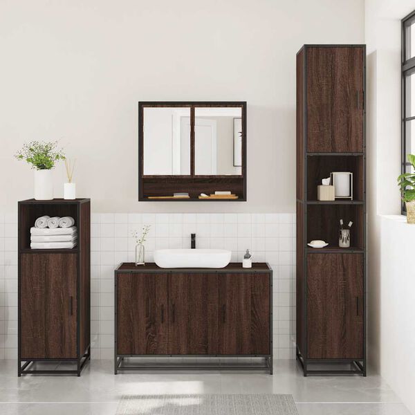 vidaXL Bathroom Furniture Set Brown Oak Engineered Wood Large