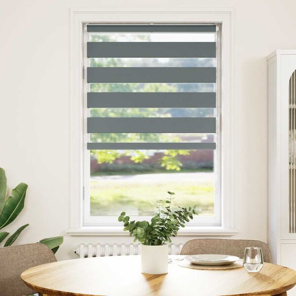 vidaXL Zebra Blind Dark grey Polyester 29.5 x 59.1 in