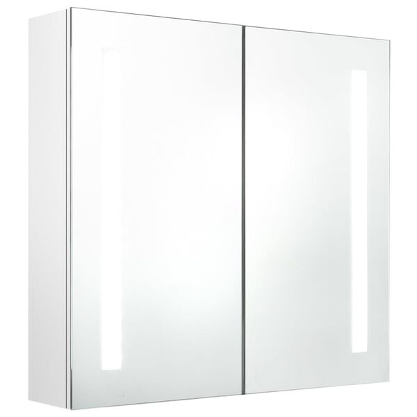 vidaXL Bathroom Cabinet Shining white MDF with melamine finish, glass mirror